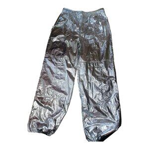 ZARA WOMAN NEW SILVER HIGH WAIST  PANTS  M